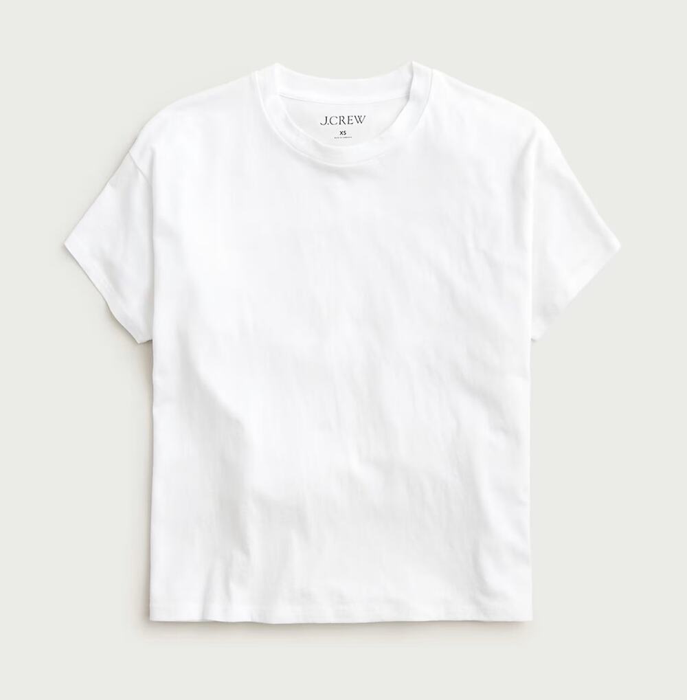 J.Crew Feather Jersey Cropped Cotton T-Shirt White Size Small NWT